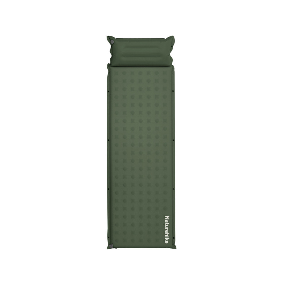 Матрац туристичний із подушкою, самонадувний одномісний Naturehike CNK2550WS025, вологостійкий, 200х65х3 см, зелений Київ - фото 1