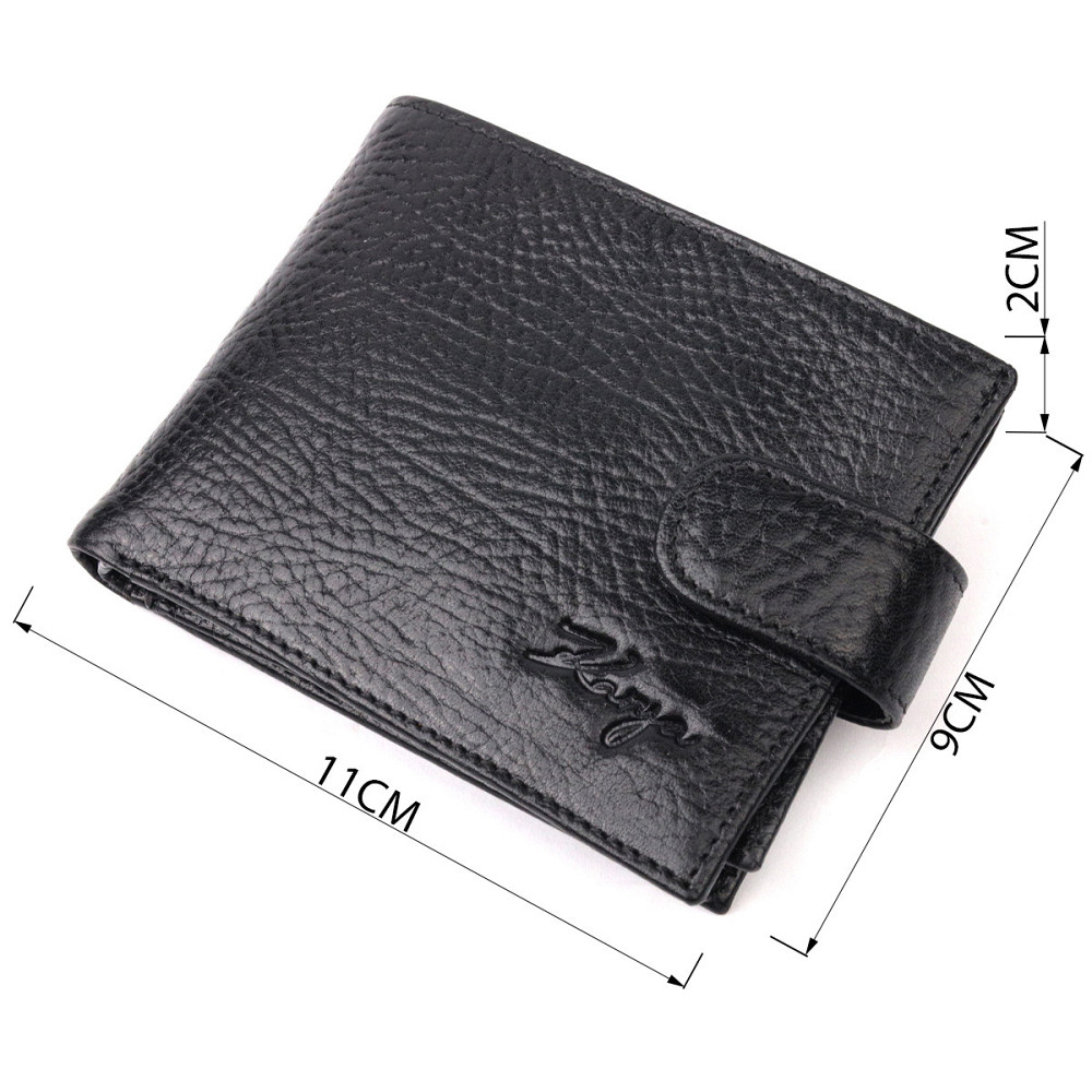 Класичний чоловічий гаманець з хлястиком із натуральної шкіри KARYA 21077 Чорний Київ - фото 3