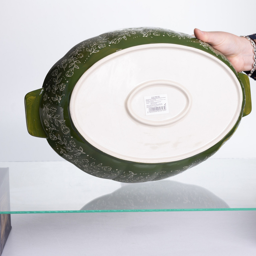 Овальна форма для запікання Vintage з ручками, зелена Київ - фото 6