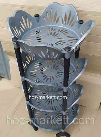 Полка этажерка пластиковая для ванной и кухни серая круглая Харьков