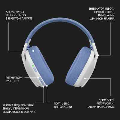 Наушники Logitech G435 Lightspeed Wireless Gaming Headset White (981-001074) Винница