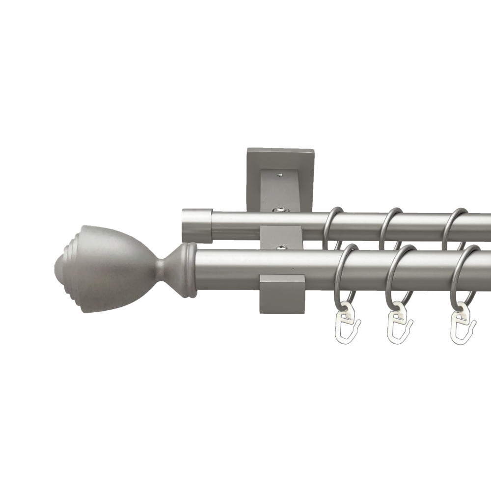 Карниз Orvit Палаціо металевий дворядний техно гладка труба кільце металеве Сатин 25\19 мм 160 см Львов - изображение 1