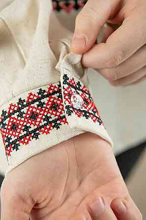 Вышиванка для мальчиков, натуральная, льняная  топ Киев