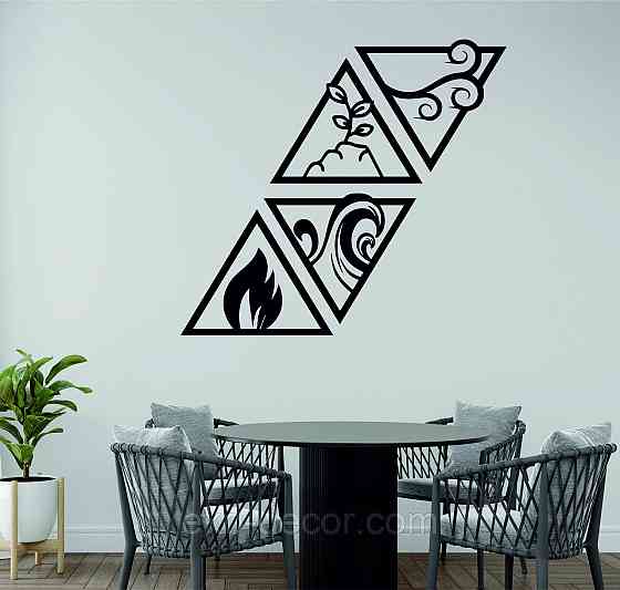 Декоративное настенное Панно «Огонь-вода-земля-воздух» Декор на стену 35*42 см (4 шт.), Черный Киев