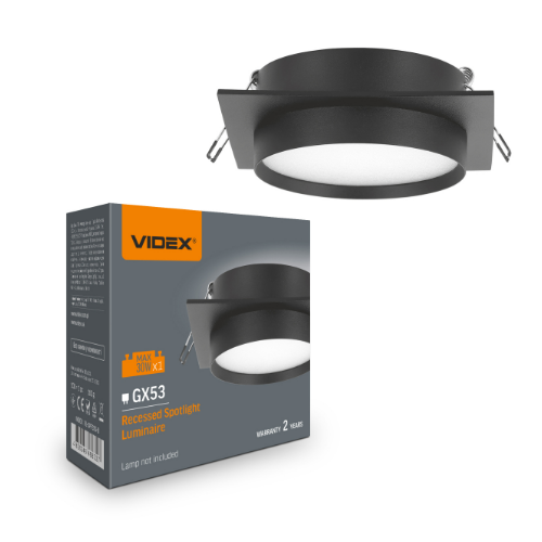 LED Світильник врізний квадратний під лампу GX53 чорний VL-SPF33S-B Videx Житомир - изображение 1