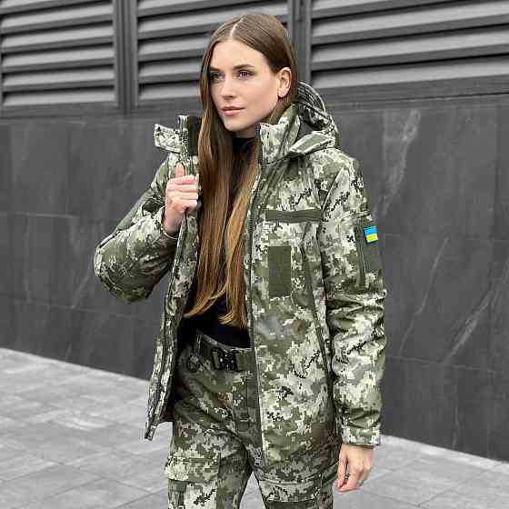 Женская зимняя піксель куртка с капюшоном Pobedov Winter Jacket Motive ЗИМА В2 Женская Киев