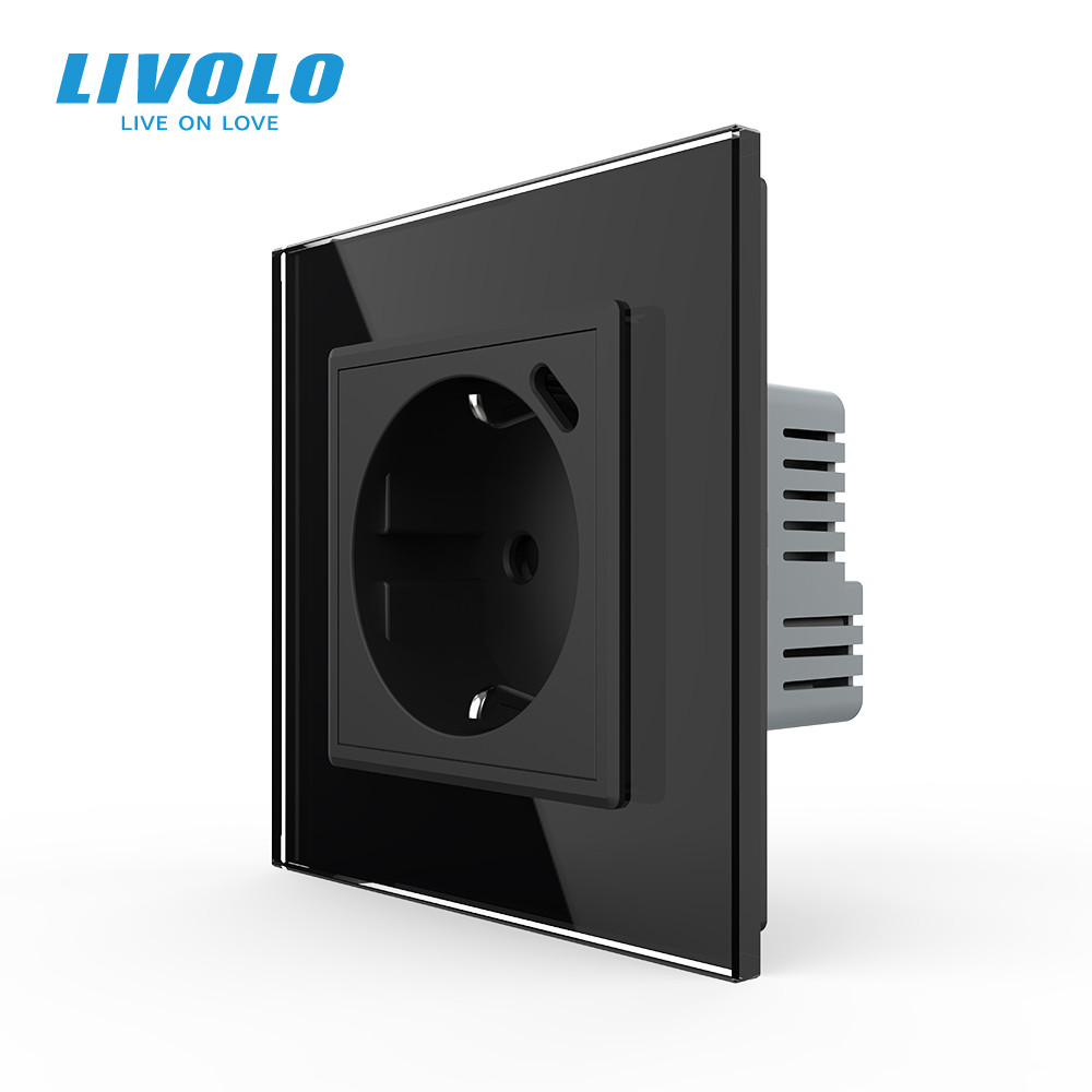 LIVOLO Електрична розетка з USB Type-C 18Вт для зарядки, з заземленням, LIVOLO, чорна, скляна р Коломия - фото 6