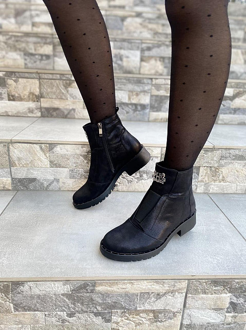 Жіночі черевички D and V чорні натуральна шкіра-сатин37р.-24 см (1222) Коломыя - изображение 2