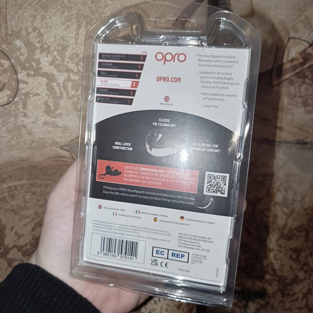 Капа спортивна для боксу ММА кікбоксингу тхеквондо та єдиноборств OPRO Silver доросла Київ - фото 3