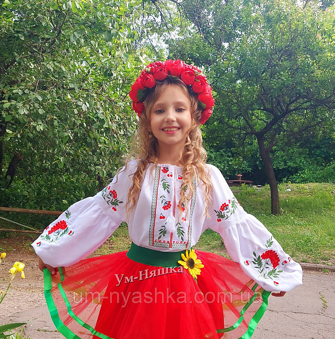 Дитяча вишиванка на натуральному полотні Калина сила роду Кривий Ріг - фото 1