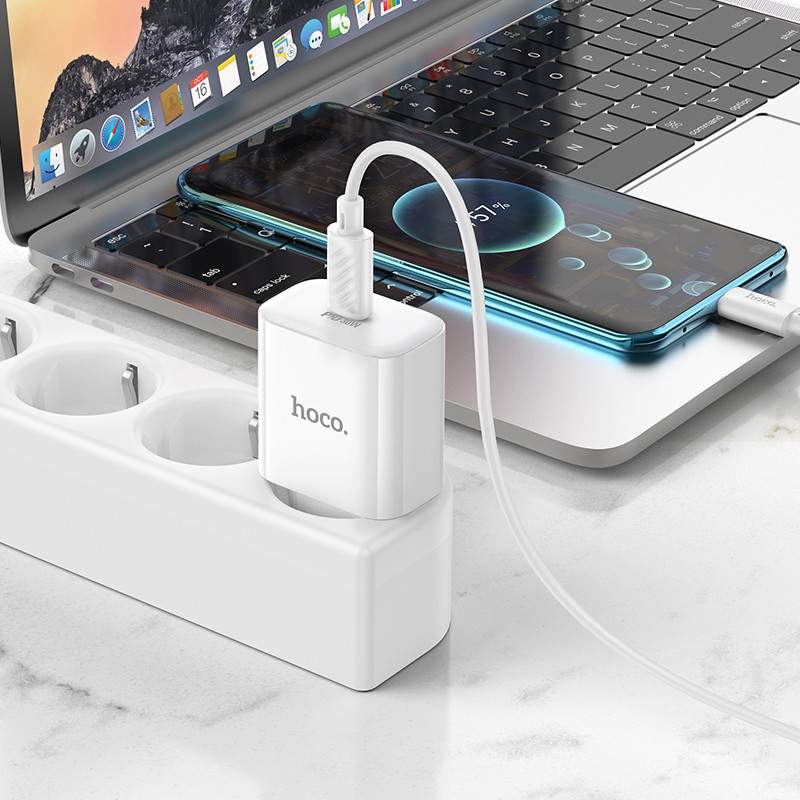 Мережевий зарядний пристрій HOCO C76A Pro Majestic single port PD30W charger White Одеса - фото 8