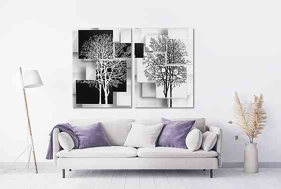 Модульная картина в гостиную / спальню  Чорно-Білі дерева  TLV-2_046 90x132 см Київ