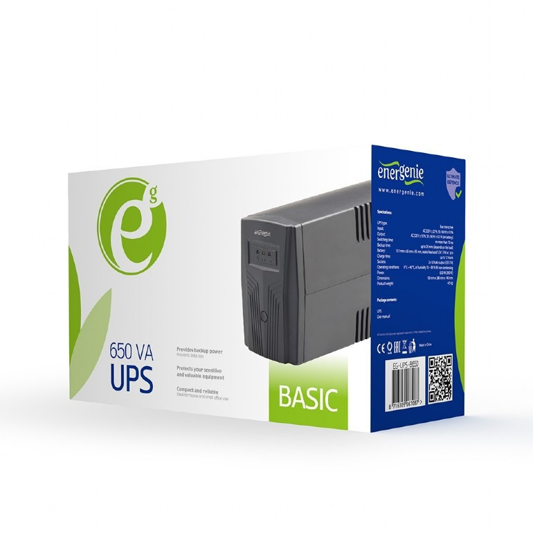 ДБЖ EnerGenie EG-UPS-B650 650VA, Line Int., AVR, 2xSchuko Чорний Харьков - изображение 5