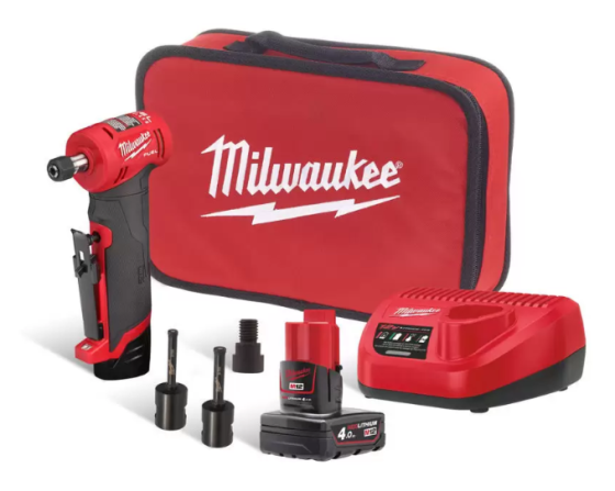 Шлифмашина угловая цанговая аккумуляторная MILWAUKEE M12 FDGA-422BA, (зарядное устройство, аккумуляторы М12 2 Аг и 4Аг, переходник, Одесса