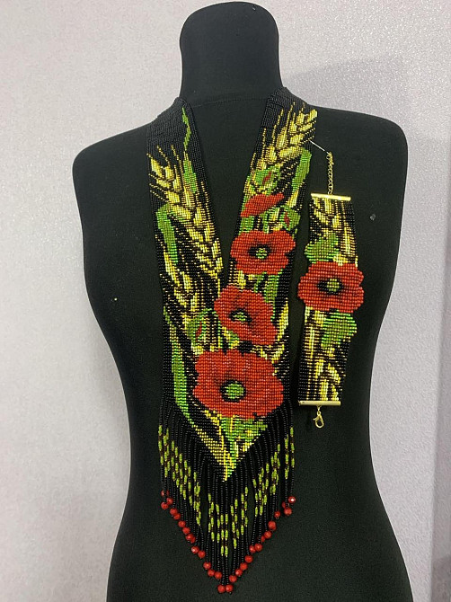 Гердан «Маки в колоссі» плюс браслет Коломыя - изображение 1