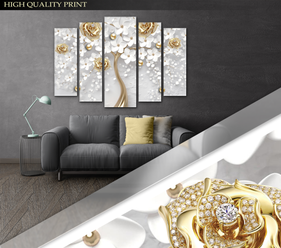 Модульна картина у вітальню / спальню Дерево з дорогоцінними каменями Art-414_5 ( 80х118см ) Київ