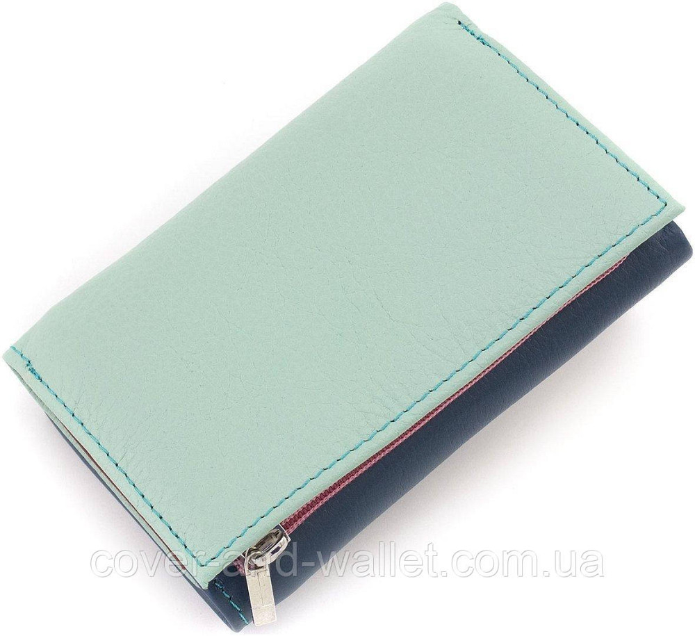 Красивий жіночий гаманець компактного розміру із натуральної шкіри блакитного кольору ST Leather Київ - фото 2