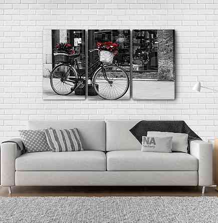 Модульна картина Велосипед Квіти Аrt-105_3А Київ