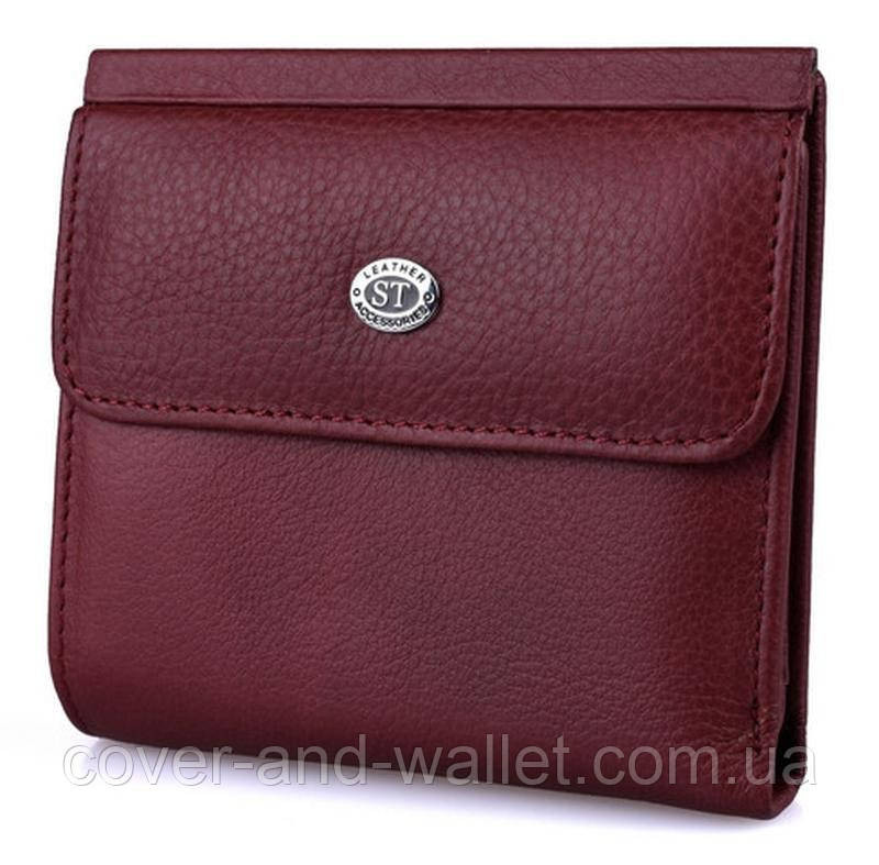 Маленький женский бумажник из натуральной кожи бордового цвета ST 209 Киев - изображение 1