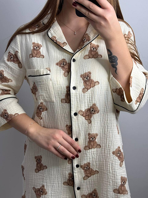 Жіноча муслінова нічна сорочка Ведмедики XL-2XL Харків - фото 2