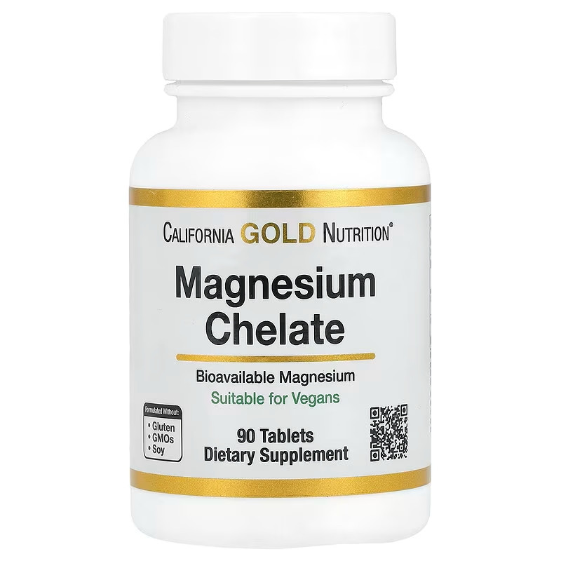 Магній та кальцій California Gold Nutrition Magnesium Chelate with Calcium, 90 Tablets Луцьк - фото 1