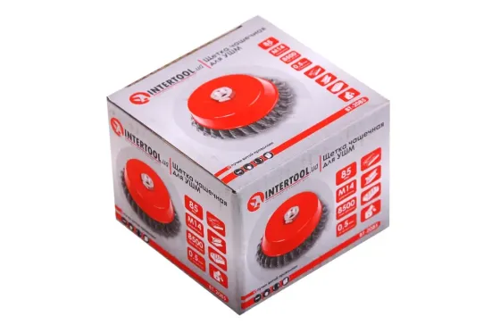 Щітка для УШМ чашеня Intertool пучки витою дроту 85мммм Вінниця