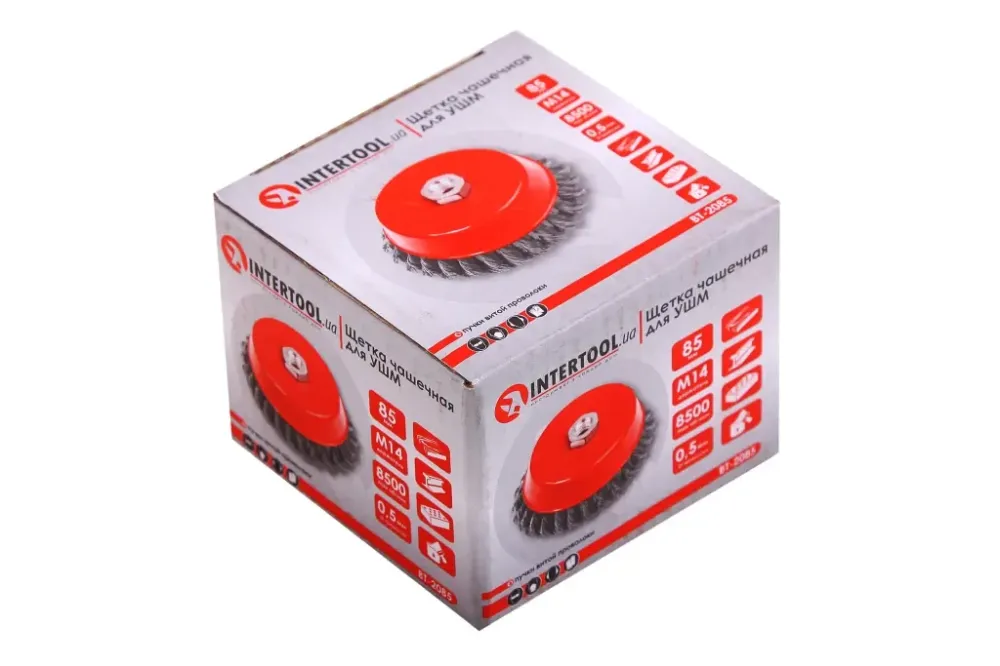 Щетка для УШМ чашечная Intertool пучки витой проволоки  85мм Винница - изображение 3