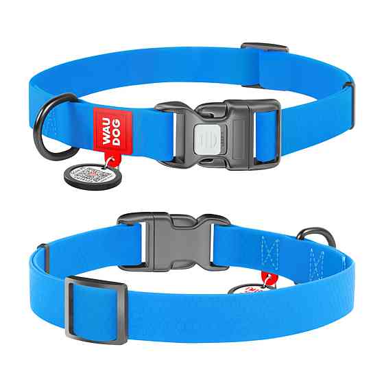 Ошейник для собак водостойкий WAUDOG Waterproof c QR паспортом, пластиковая пряжка-фастекс, Ш 25 мм, Длин 34-49 см, голубой Киев