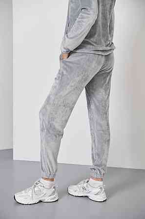 Женский велюровий костюм на змейке с капюшоном Серый M Харьков