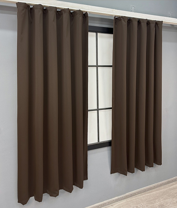 Комплект коротких штор VR-Textil Блэкаут Midnight № 1677ш Коричневый 140х170 см 2 шт (35-0331) Киев - изображение 3