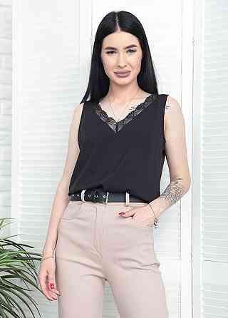 Літня блуза з глибоким декольте "Gloria" оптом | Батал Чорний, 50-52 Київ