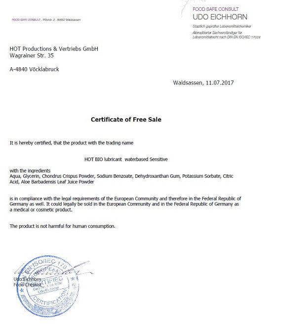 Органический лубрикант на водной основе Hot Bio Lube Sensitive, 100 мл Sex Aura Киев - изображение 3
