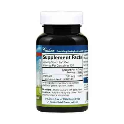 Вітамінно-мінеральний комплекс Carlson Вітамін D3, 4000 МО, Vitamin D3, 120 желатинових капсул (CL1431) Вінниця