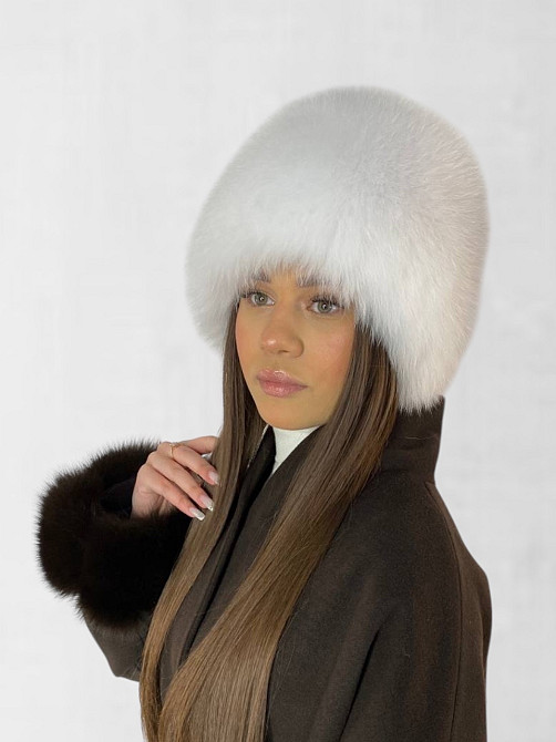 Шапка песцовая женская Шарлотта Белый Харьков - изображение 8