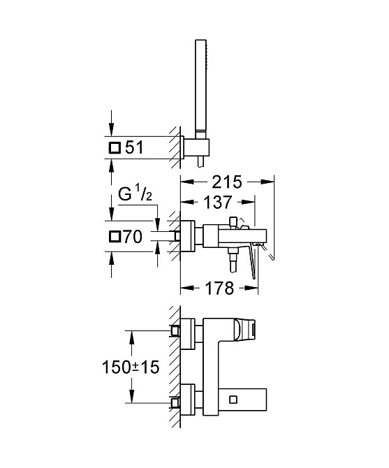 Змішувач для ванни Grohe Eurocube 23141000 Харків - фото 3