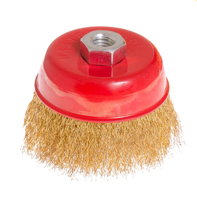 Щітка торцева MASTERTOOL з латунованого рифленого дроту Ø 100 мм М14 19-7110 Коломыя - изображение 2