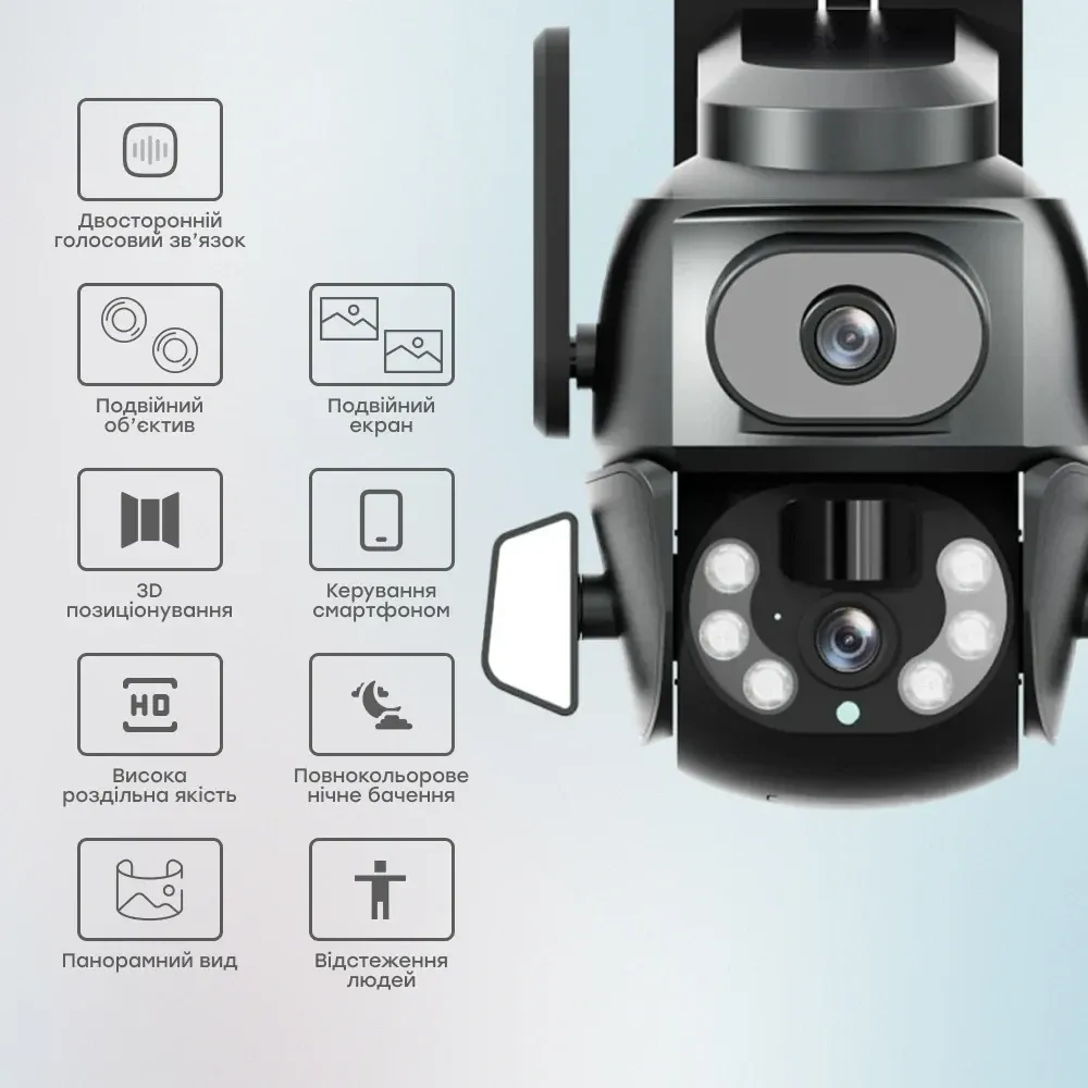 IP PTZ-відеокамера з WiFi 4Mp (2*2Mp) Light Vision VLC-9692WI10ZL f=4+8mm, ІЧ+LED-підсвічування, з мікрофоном (75-00205) Київ - фото 18