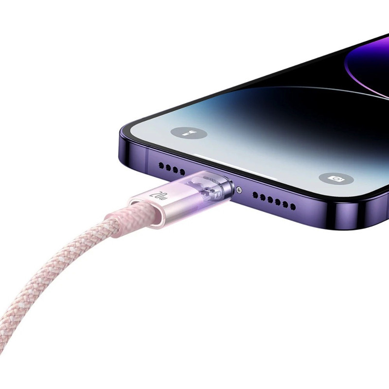 Кабель Baseus Explorer Series Fast Charging Cable with Smart Temperature Control Type-C to iP 20W 1m Pink Киев - изображение 7