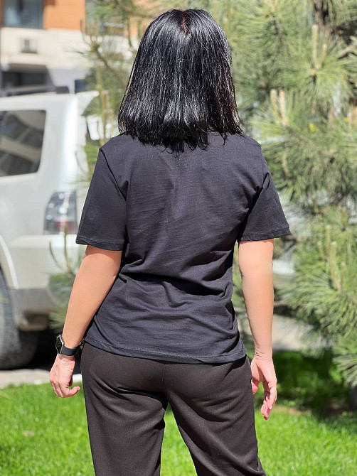 Футболка женская Pepper&mint PT24-17 птица камни средняя длина, черный, S Киев - изображение 2