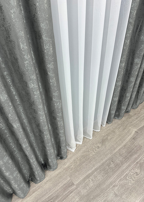 Шторна тканина жакард, колекція "Мармур Al1" колір графітовий 1015ш Київ - фото 6