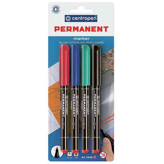 Набір маркерів Centropen Permanent 2846 1 мм, SET 4colors (BLister) (2846/4/BL) Вінниця