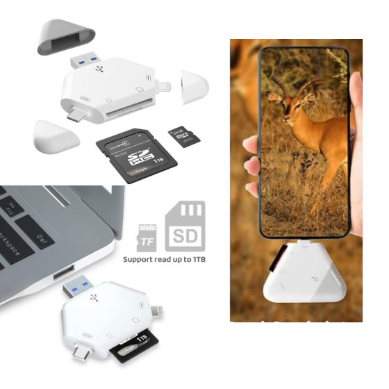 Картридер 3 в 1 для iPhone/iPad, пристрої USB-C і USB-A, Windows, Mac OS, Linux, Android Plug & Play Луцк