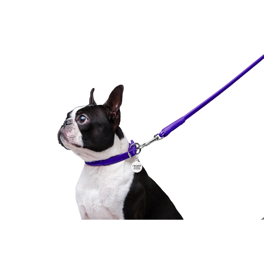 Повідець для собак шкіряний WAUDOG Glamour круглий, Д 8 мм, Дов 122 см фіолетовий Коломыя - изображение 4