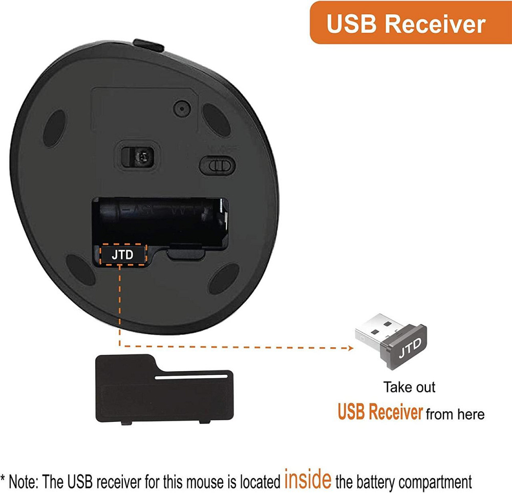 Беспроводная вертикальная эргономичная мышь J-Tech Digital V628M-2.4G для маленьких рук анатомическая черная Киев - изображение 9