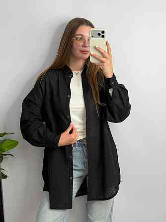 Жіноча літня сорочка oversize Чорний, S/M Харків