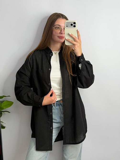 Жіноча літня сорочка oversize Чорний, S/M Харків - фото 1