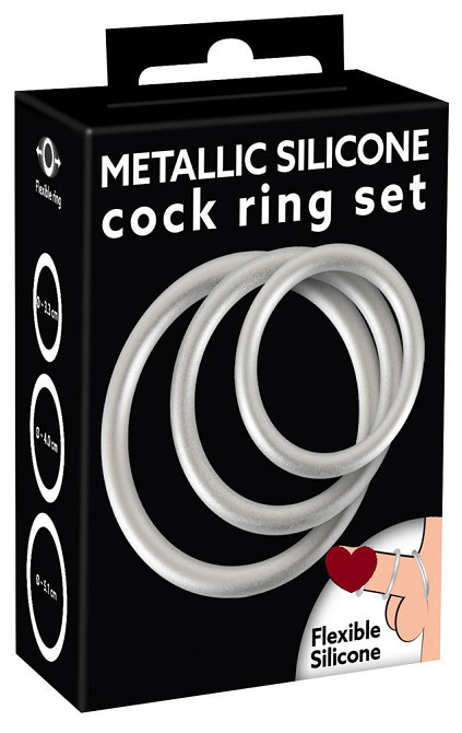 Набір ерекційних кілець - Metallic Silicone Cock Ring Set Sex Aura Київ - фото 1