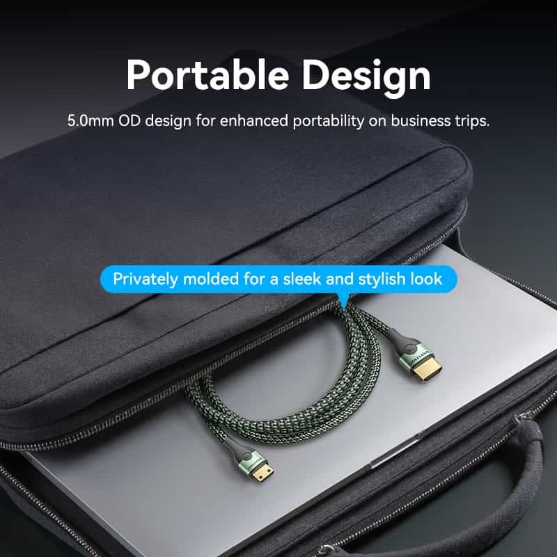 Кабель HDMI M - Mini M 2.0 м, V2.1 8K 60Гц Aluminum Alloy Type, Green Vention Винница - изображение 8