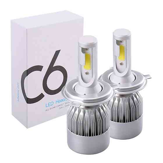 C6 Лампа світлодіодна цоколь H4 (к-кт 2 шт) 12V, 36W, 3800Lm + вентилятор (авиац. алюмін. профілю.) Мукачево