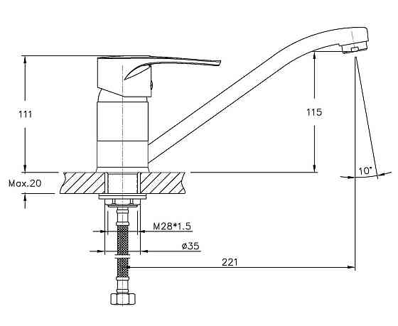 Змішувач для кухні Haiba Xide 555   ( HB0403 ) 24838 Харків